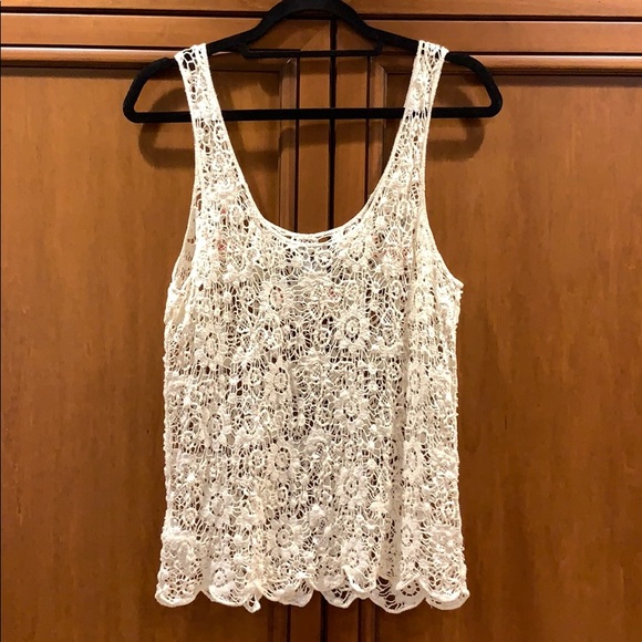 Forever 21 Open knit lace and floral tank top - Picture 7 of 8